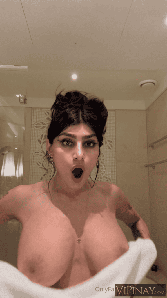 Mia Khalifa Topless Teeth Brushing OnlyFans Video Leaked 8